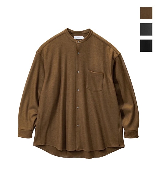 Wool Smooth Flannel Oversized Band Collar Shirt［GU253-50222B］【2025AW】