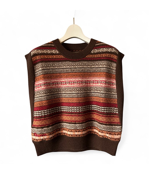 CASHMERE FAIRISLE SHORT VEST［25W-BIS-KN02S］【2025AW】