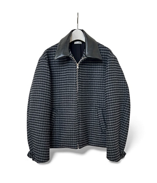 HEAVY BRUSHED DOUBLE FADE DYED VIRGIN WOOL DEADSTOCK LEATHER COLLAR HARRINGTON JACKET for In Bloom［IT25A101IB］【2025AW】