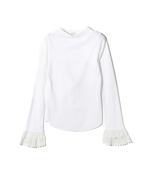 Ribbed Lace Cuff Pullover Tee［SW1083］White【2026SS】 