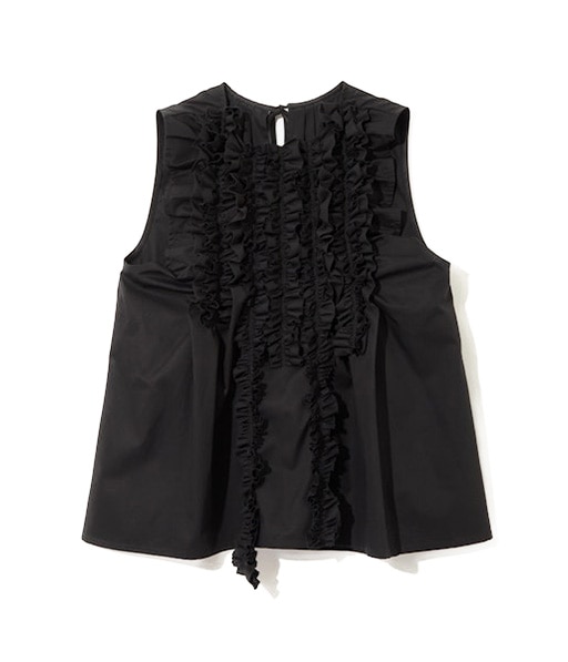 Sleeveless Frill Shirt - Twill［SW1016］Black【2026SS】