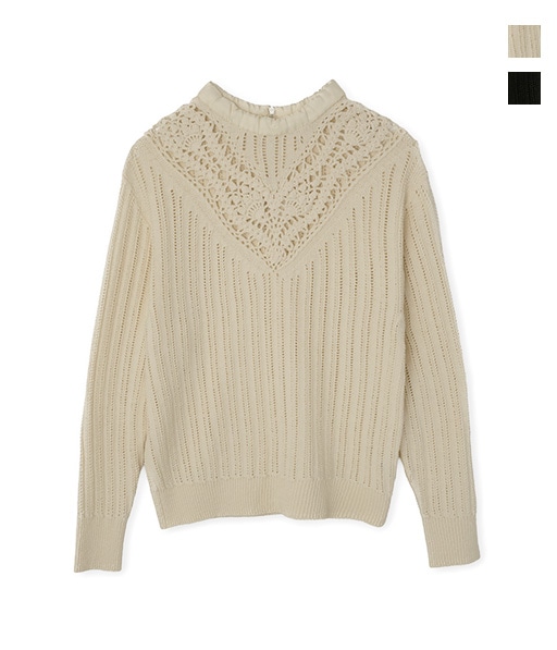 7G KNIT HAND LACE MESH CREW NECK PULLOVER［26SKN-#307L］【2026SS】
