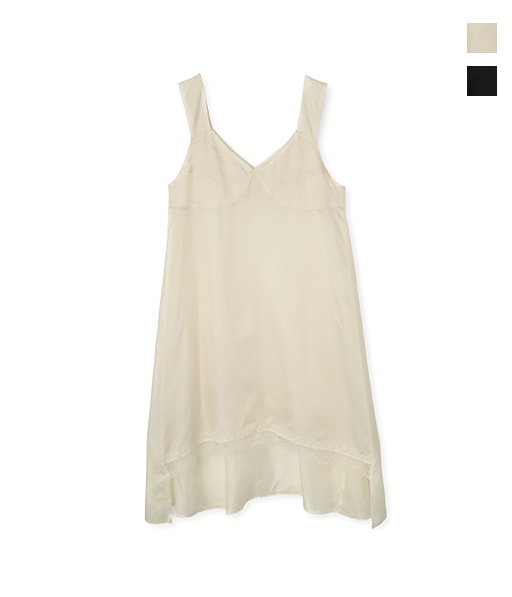 WASHED CUPRO LACE TRIMMED MIDI DRESS［26SOP-#315L］【2026SS】