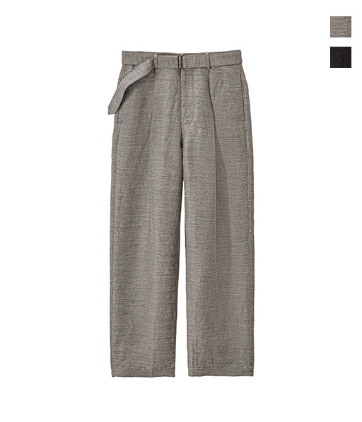 Linen Cupro Back Satin Belted Pants［GM261-40371］【2026SS】
