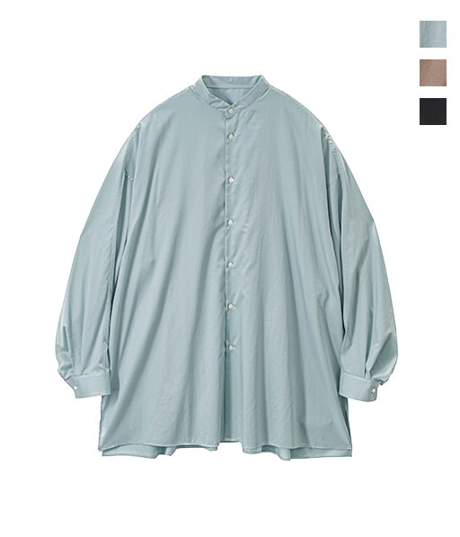 Silicon Poplin Deep Slit Band Collar Shirt［GL261-50184］【2026SS】