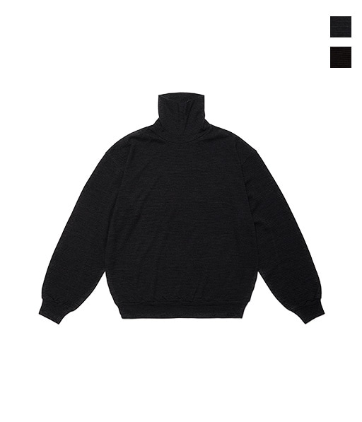 SUPER FINE WOOL COTTON TURTLE-NECK TOP(BORDER STRIPE)［UCS118-LC269-S］【2026AW】