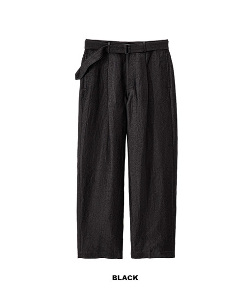 Linen Cupro Back Satin Belted Pants［GM261-40371］【2026SS】