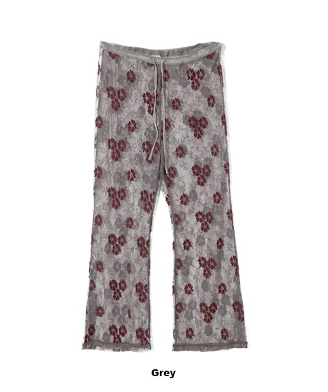 《SALE》Slit Flare Pants - Flower Lace［RV1078］Grey【2025AW】