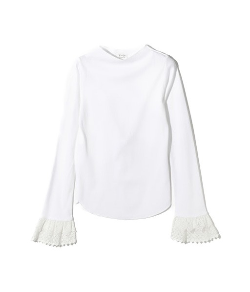 《SALE》Ribbed Lace Cuff Pullover Tee［SW1083］White【2026SS】 