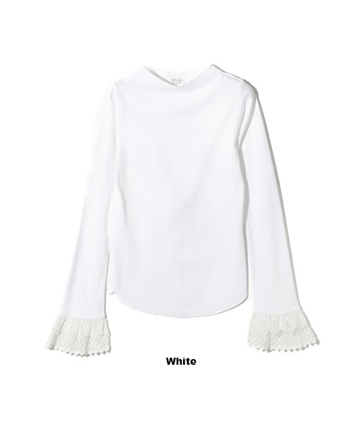 《SALE》Ribbed Lace Cuff Pullover Tee［SW1083］White【2026SS】 
