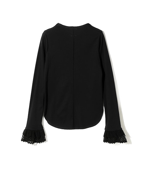 Ribbed Lace Cuff Pullover Tee［SW1083］Black【2026SS】 