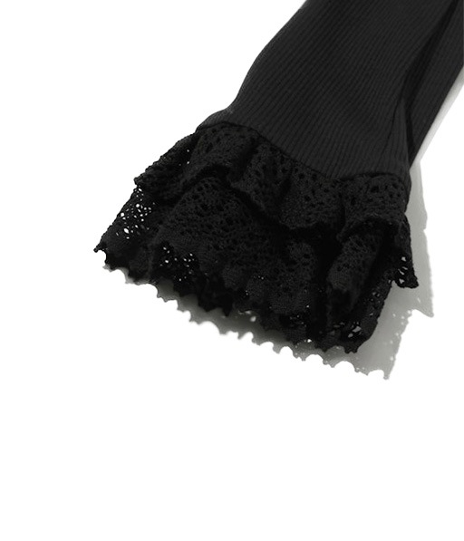 Ribbed Lace Cuff Pullover Tee［SW1083］Black【2026SS】 
