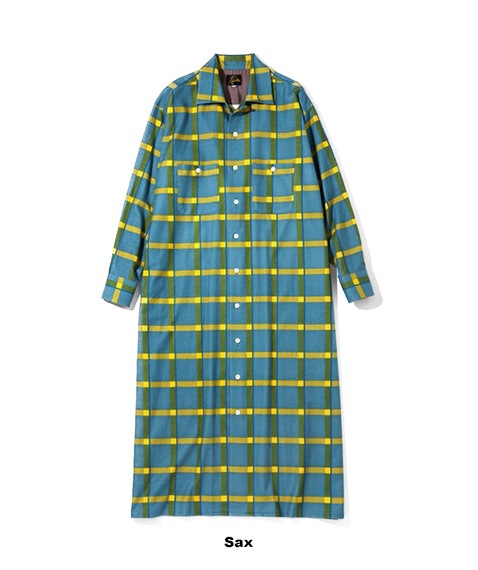 SALEOne-up Shirt Dress - R/C Flannel Cloth / PrintedLQ154Sax