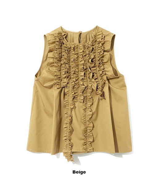 Sleeveless Frill Shirt - Twill［SW1016］Beige【2026SS】【SOLDOUT】