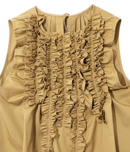Sleeveless Frill Shirt - Twill［SW1016］Beige【2026SS】【SOLDOUT】