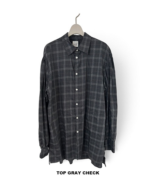 SZ BOIL COTTON SMOCK SHIRTS［26W-BIS-SH04］TOP GRAY CHECK【2026AW】【SOLDOUT】
