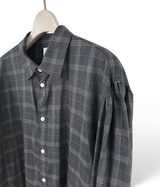 SZ BOIL COTTON SMOCK SHIRTS［26W-BIS-SH04］TOP GRAY CHECK【2026AW】【SOLDOUT】