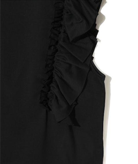 Swallow Asymmetric Frill Sleeve TopQT1068Black2025SS