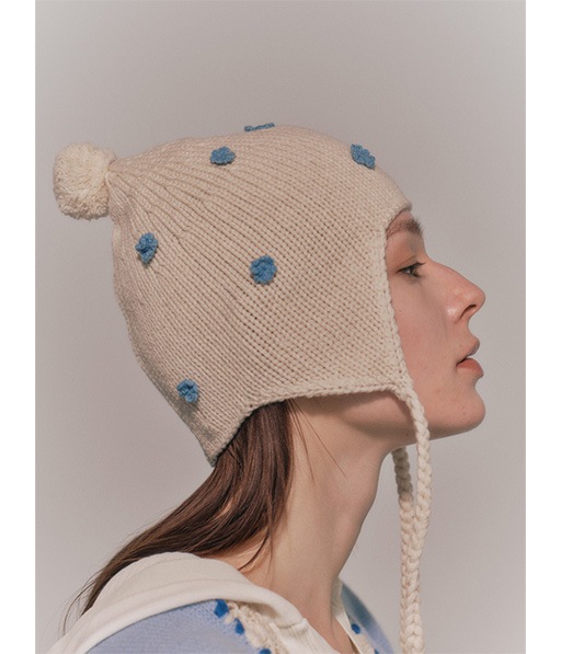 EAR FLAP KNIT BEANIE FLOWER［25WKN-#934SF］【2025AW】