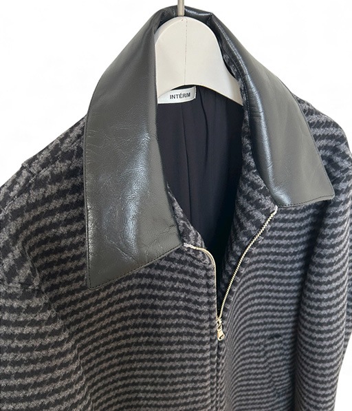 HEAVY BRUSHED DOUBLE FADE DYED VIRGIN WOOL DEADSTOCK LEATHER COLLAR HARRINGTON JACKET for In Bloom［IT25A101IB］【2025AW】