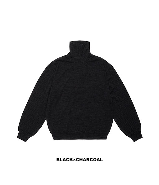 SUPER FINE WOOL COTTON TURTLE-NECK TOP(BORDER STRIPE)［UCS118-LC269-S］【2026AW】