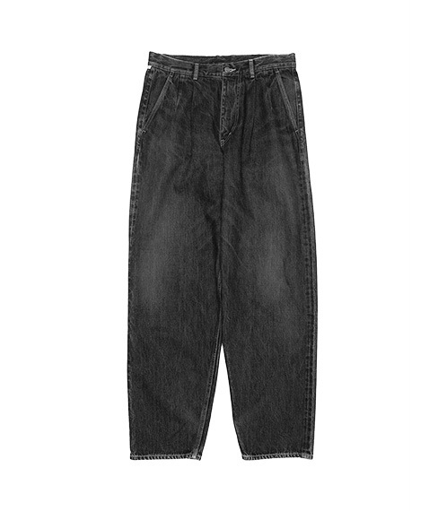 Selvage Denim Two Tuck Tapered Pants［GU251-40187DB］BLACK_DARK FADE【2025SS】【SOLDOUT】