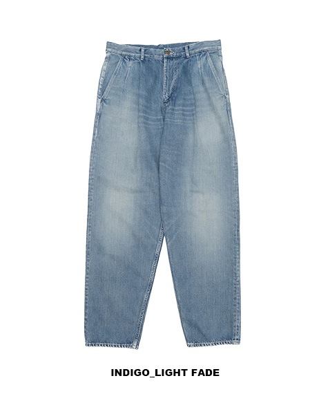Selvage Denim Two Tuck Tapered Pants［GU251-40187LB］INDIGO_LIGHT FADE【2025SS】【SOLDOUT】