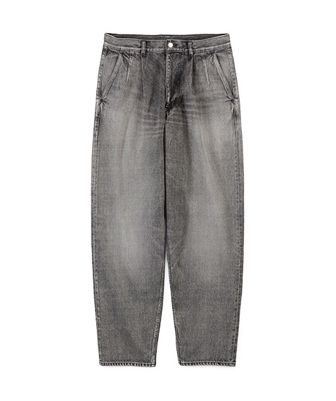 Selvage Denim Two Tuck Tapered Pants［GU251-40187LB］BLACK_LIGHT FADE【2025SS】【SOLDOUT】