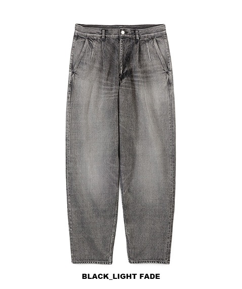 Selvage Denim Two Tuck Tapered Pants［GU251-40187LB］BLACK_LIGHT FADE【2025SS】【SOLDOUT】