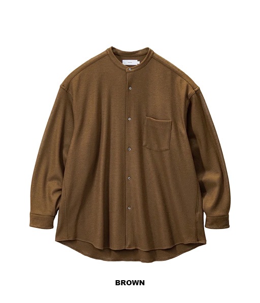 Wool Smooth Flannel Oversized Band Collar Shirt［GU253-50222B］【2025AW】