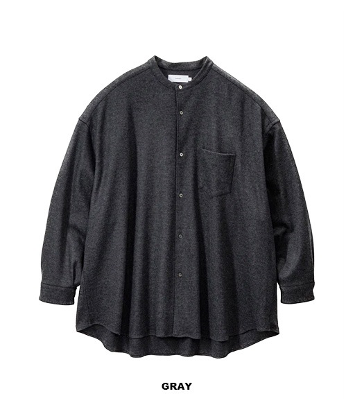 Wool Smooth Flannel Oversized Band Collar Shirt［GU253-50222B］【2025AW】