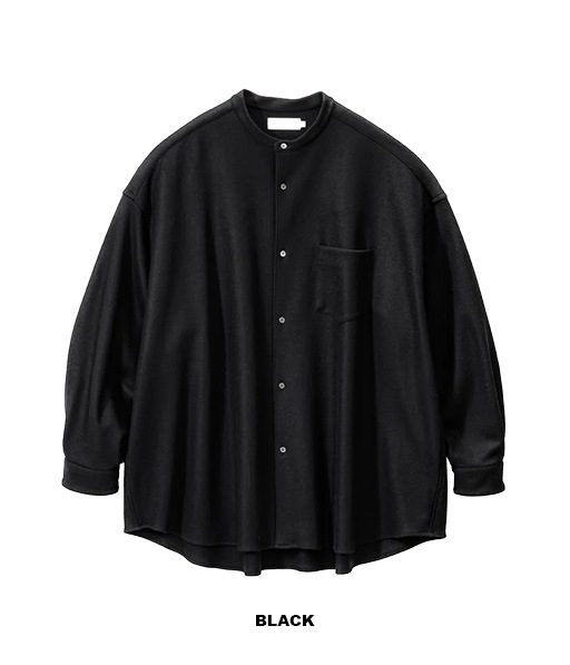 Wool Smooth Flannel Oversized Band Collar Shirt［GU253-50222B］【2025AW】
