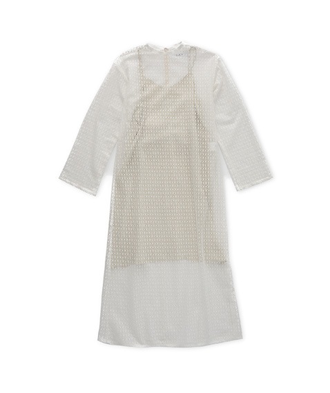 《SALE》COTTON POLYESTER BLOCK LACE ONEPIECE［25SOP-#707LL］【2025SS】