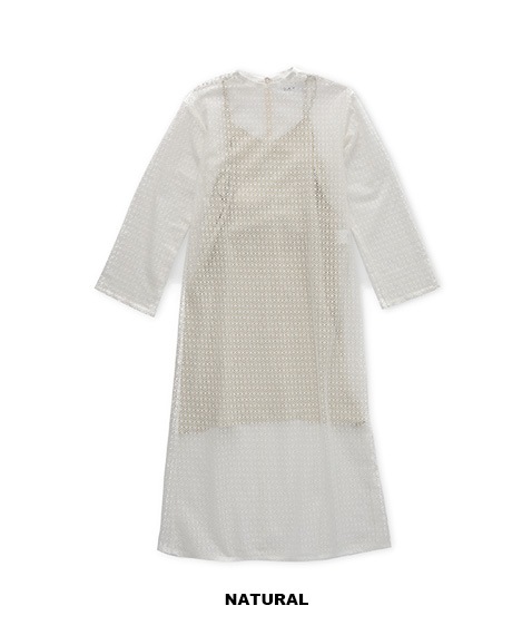 《SALE》COTTON POLYESTER BLOCK LACE ONEPIECE［25SOP-#707LL］【2025SS】