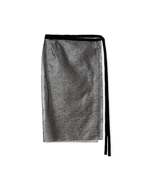 《SALE》POLYESTER NYLON SHEER CUT JACQUARD WRAP SKIRT［25SSK-#812L］【2025SS】