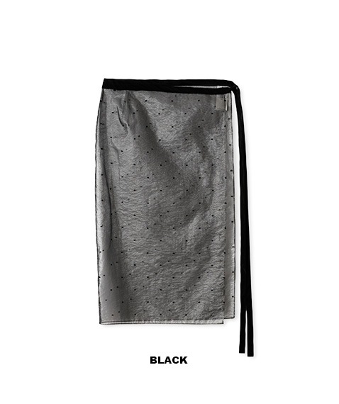 《SALE》POLYESTER NYLON SHEER CUT JACQUARD WRAP SKIRT［25SSK-#812L］【2025SS】