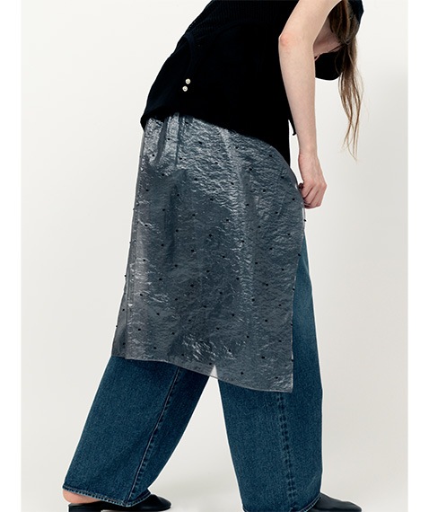 《SALE》POLYESTER NYLON SHEER CUT JACQUARD WRAP SKIRT［25SSK-#812L］【2025SS】