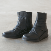 インコルジェ　ブラックレザー ハイカットブーツ In Cholje インコルジェ 本革 ブーツ レディース 日本製 コンフォート