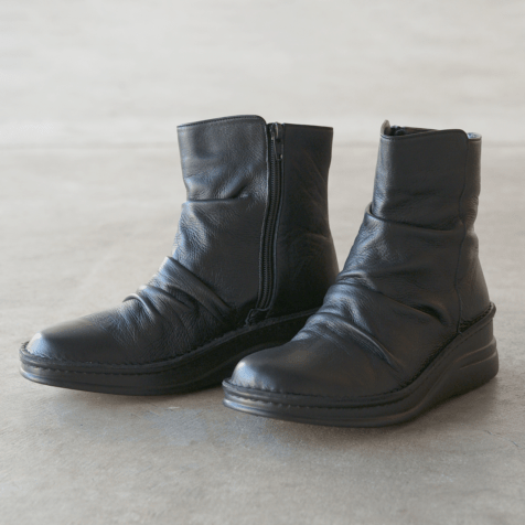 No.8209☆くしゅくしゅラクチンブーツ☆本革☆日本製☆【甲高・幅広