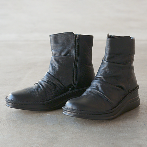 No.8209☆くしゅくしゅラクチンブーツ☆本革☆日本製☆【甲高・幅広