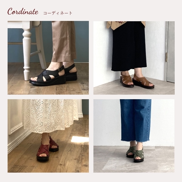 No.4212☆バックベルトデザインサンダル☆本革☆日本製