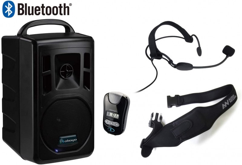 2.4GHzインストラクター用デジタルワイヤレススピーカー＋ペンダント型マイク1本＋インストラクターヘッドセット＋マイクベルトセット（ワイヤレスチューナー2波内蔵）