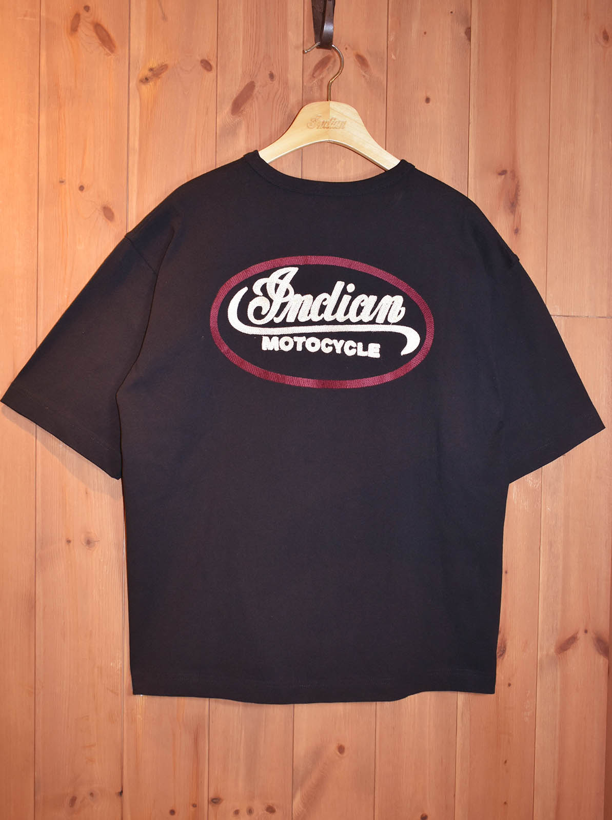 Indian Motocycle Tシャツ CHIEF 刺繍 黒 M チェーン刺繍TEE 