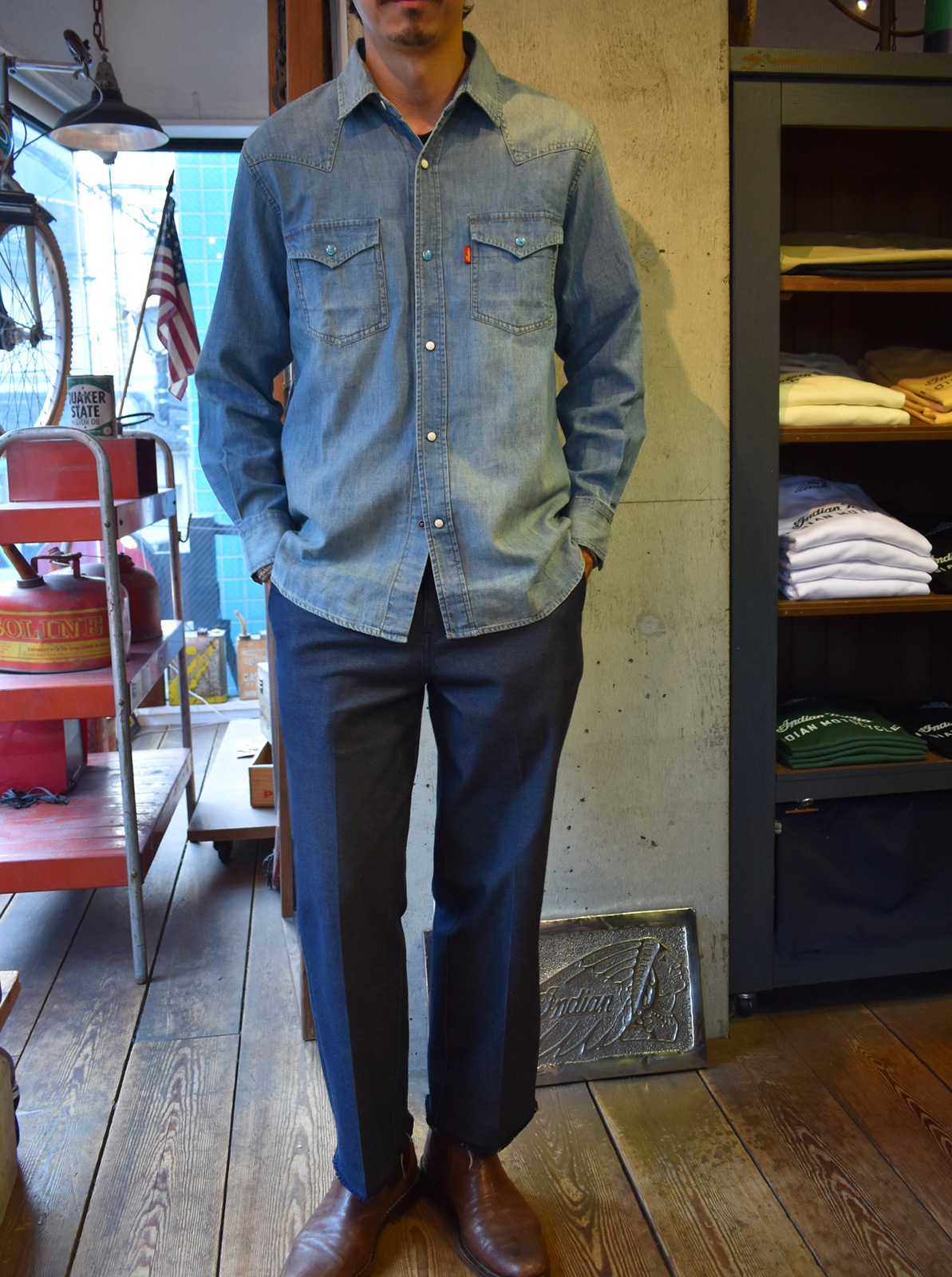 Denim Western Shirt  ��HEAD DRESS��