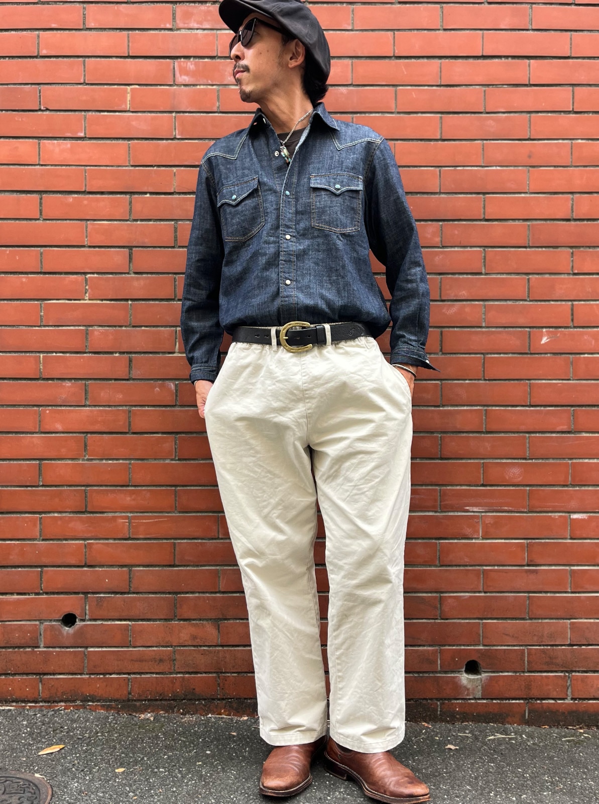 Denim Western Shirt Script logo