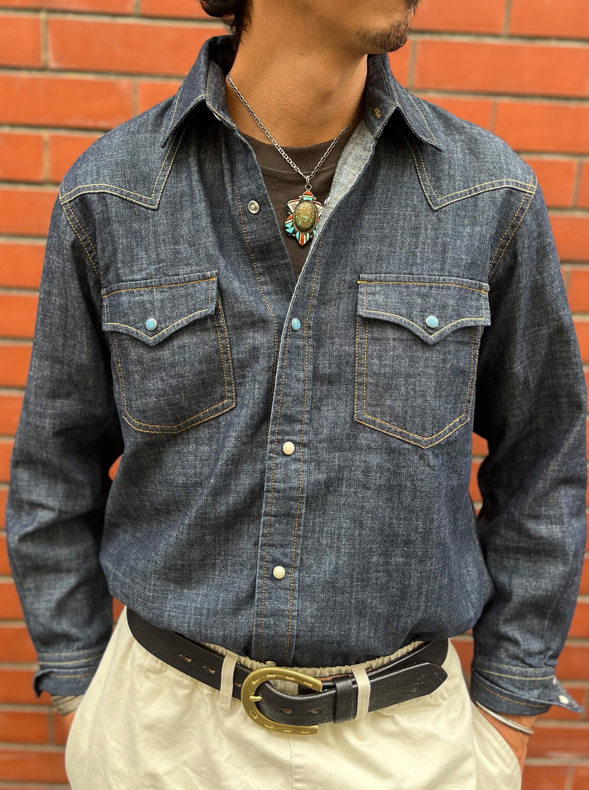 Denim Western Shirt Script logo