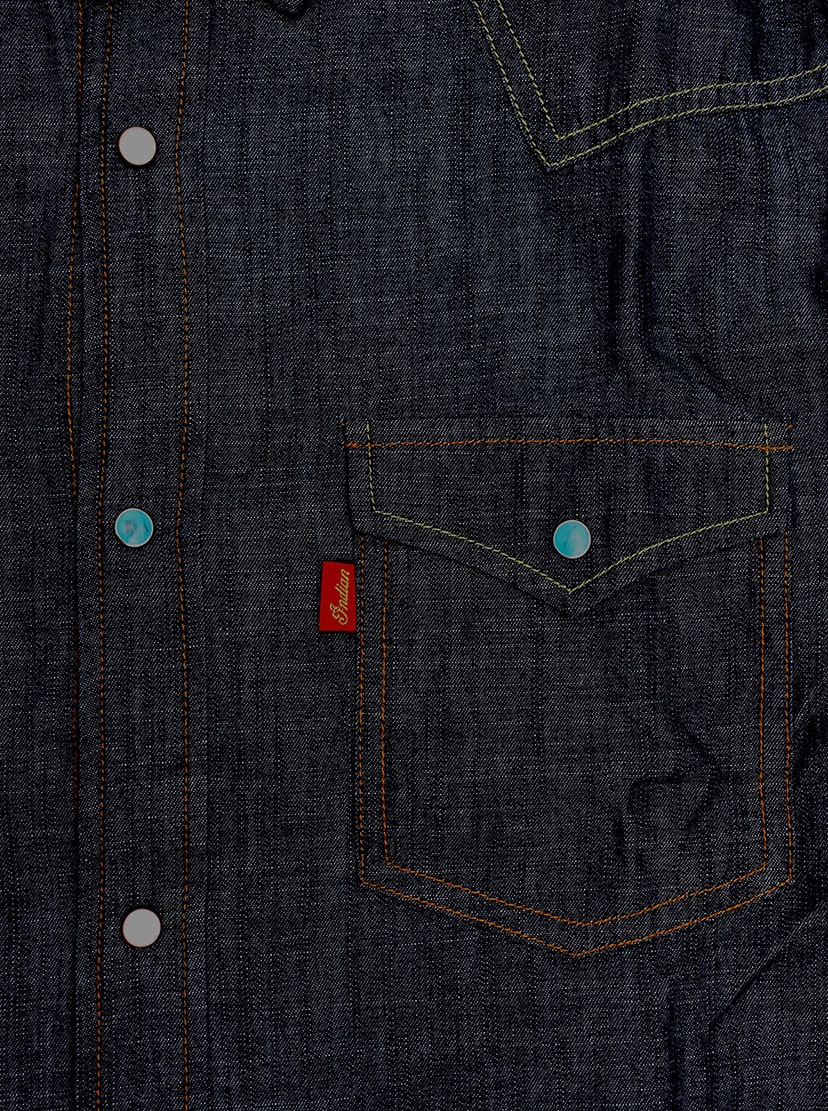 Denim Western Shirt Script logo