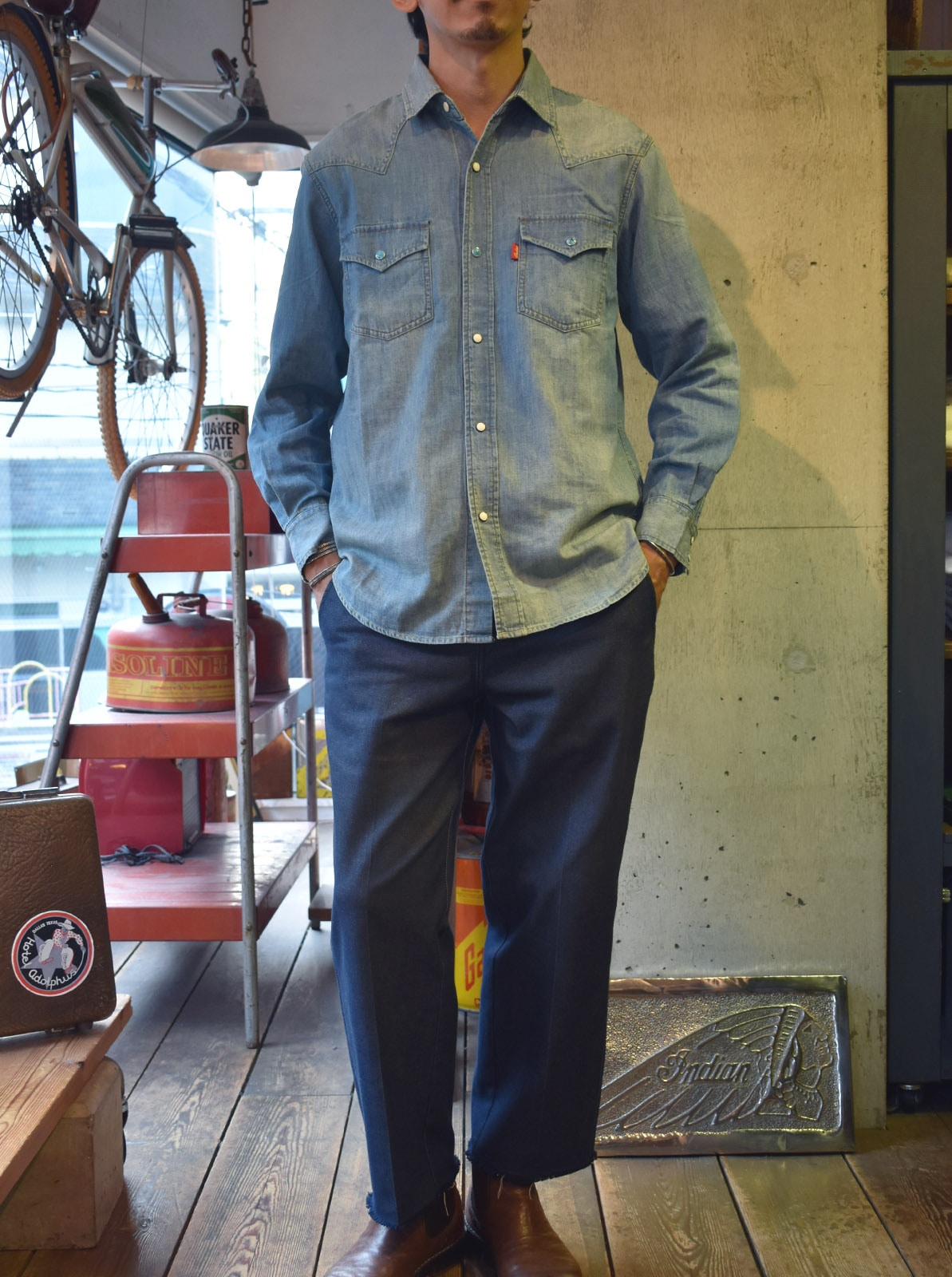 Denim Western Shirt Script logo