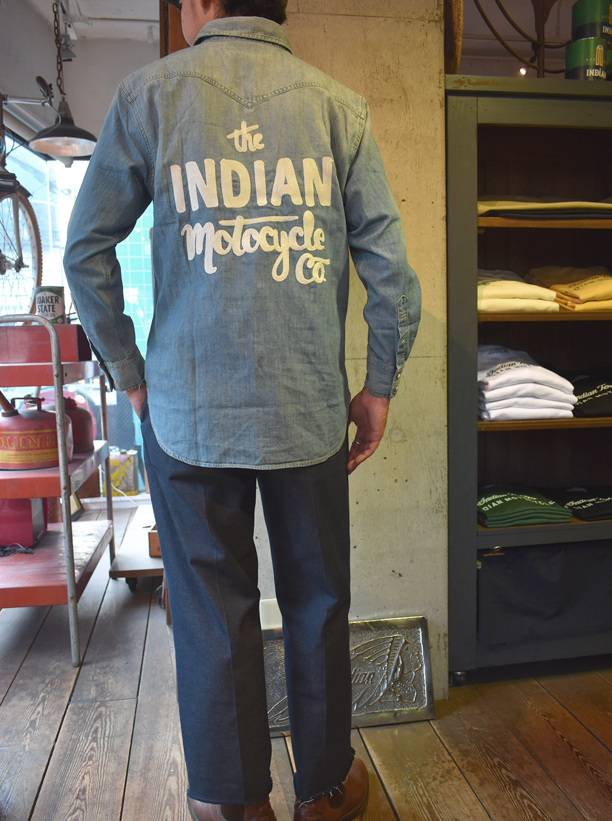 Denim Western Shirt Script logo