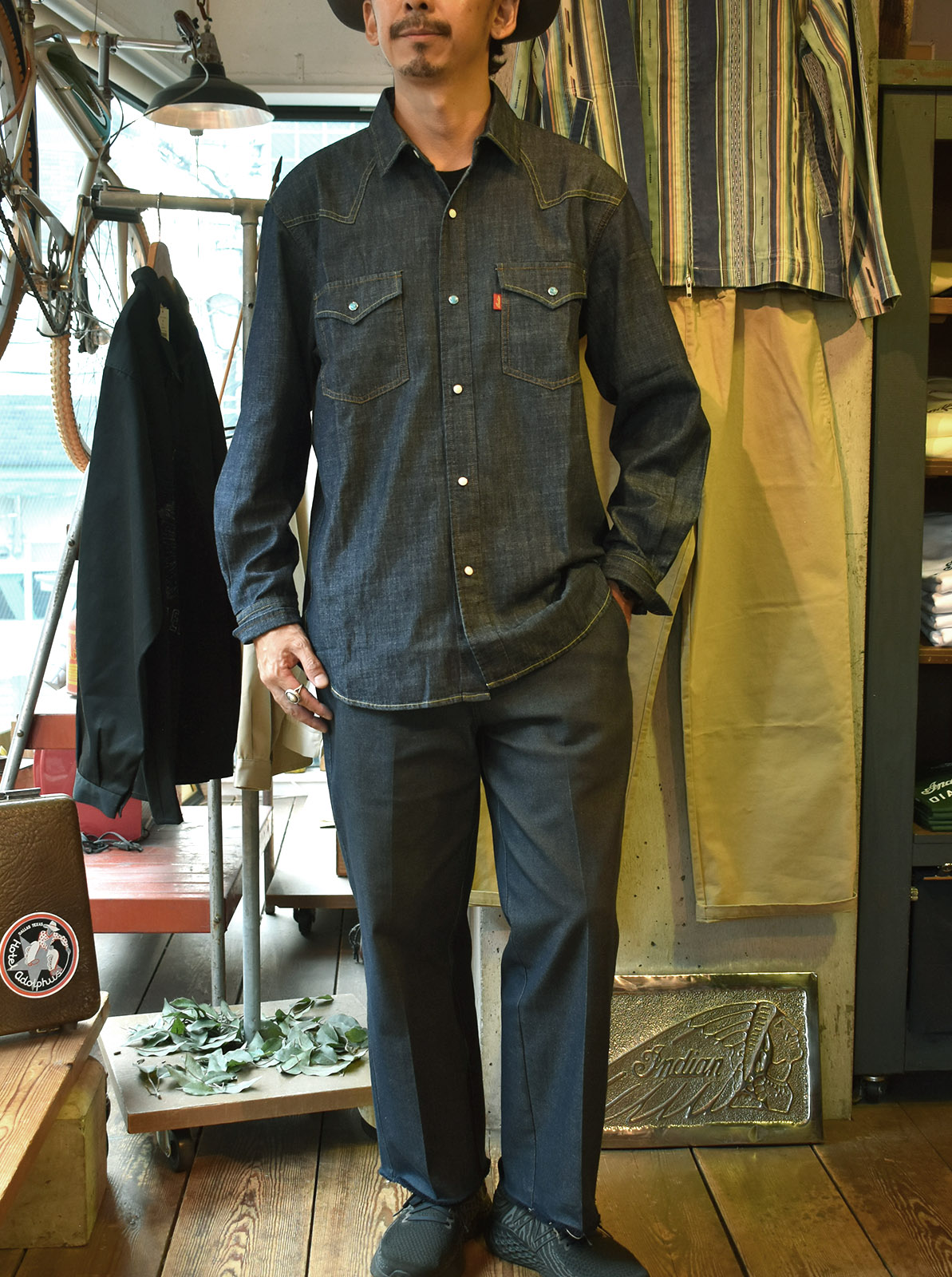 Denim Western Shirt Script logo